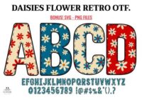 Daisy Flower Retro Bundle Font - Featured Image