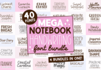 Mega Notebook Handwriting Bundle Font - Featured Image